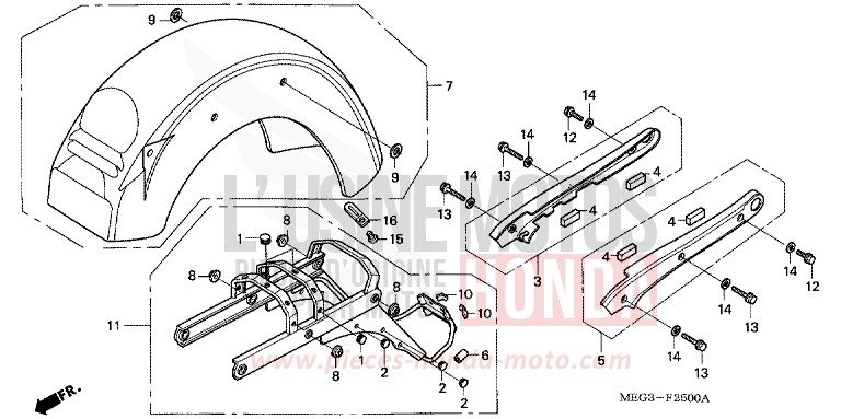 GARDE-BOUE ARRIERE/BARRE D'APPUI de Shadow Aero GRAPHITE BLACK (NHB01) 2006